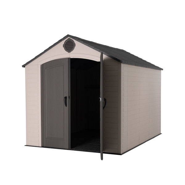 Lifetime 8 Ft. x 10 Ft. High-Density Polyethylene (Plastic) Outdoor Storage Shed with Steel ...